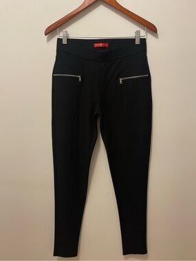 Black Ponte Leggings with Faux Zip Pockets